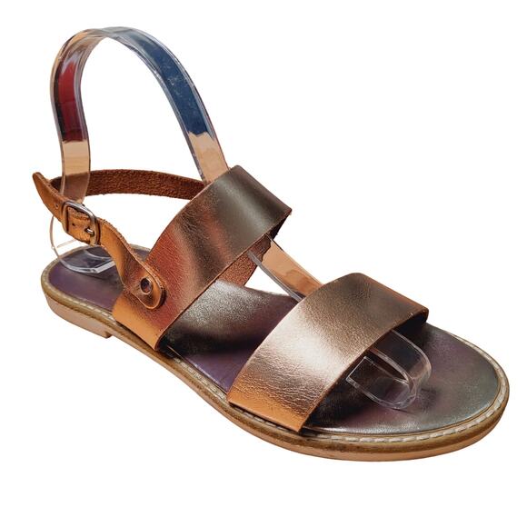 GES Rose Gold Leather Strappy Handmade Sandals Made in Greece EU Size 37 - Picture 1 of 10